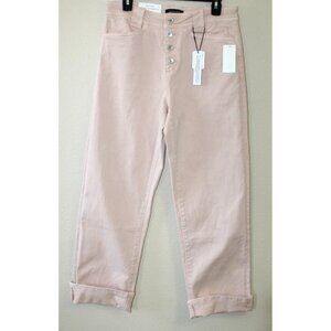 Sanctuary Pink Luna Cuffed Pants Standard Rise Straight Crop 30 NWT Button Fly